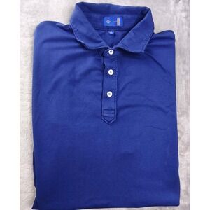 Stitch Polo Shirt Blue Short Sleeve Cotton Casual Mens Large